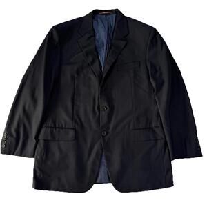 Hickey Freeman Loro Piana Super 130s Tasmanian Wool Blazer Jacket Mens 43L Black